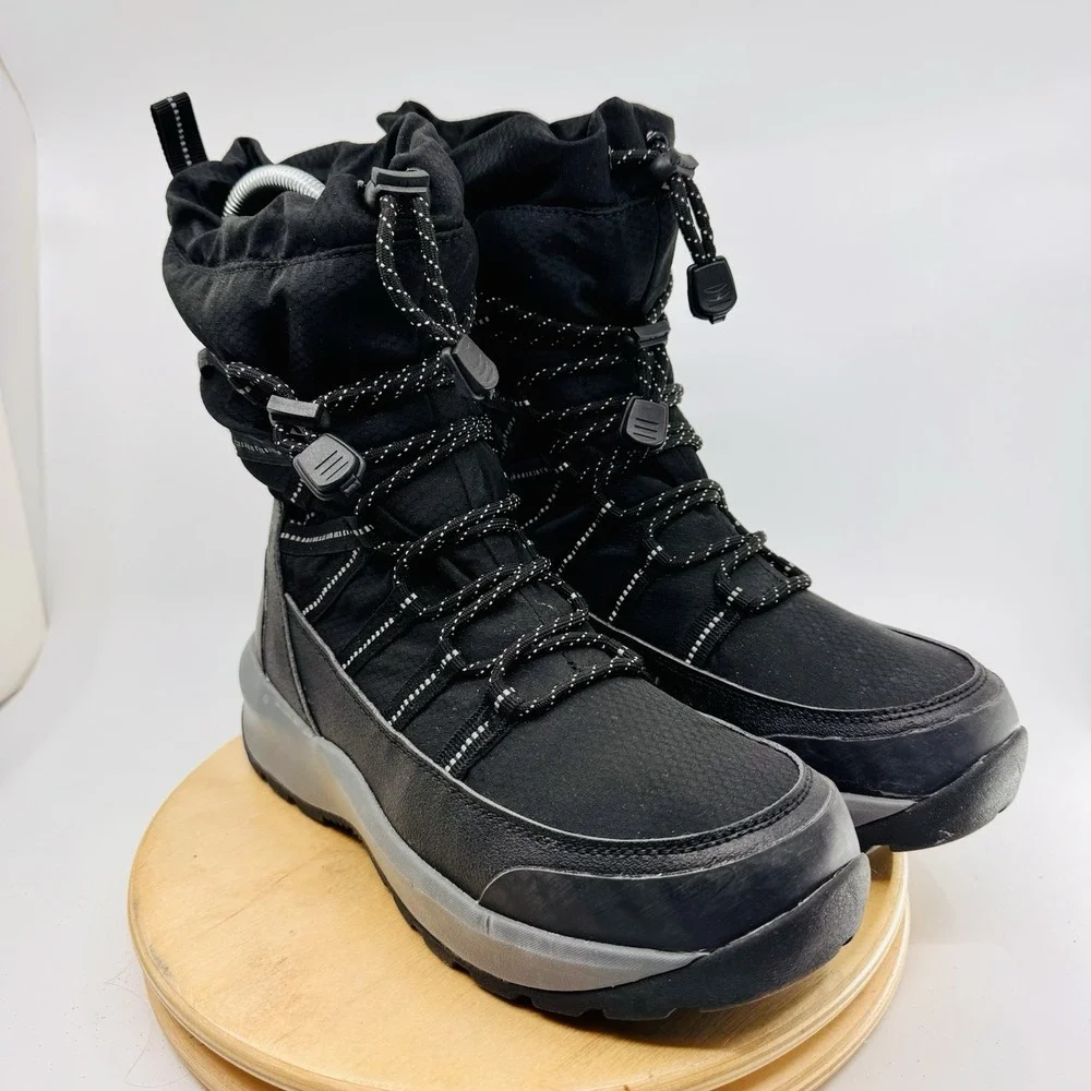 Lands End Squall Packable Snow Boots Women's 8 Black Insulated Winter‎